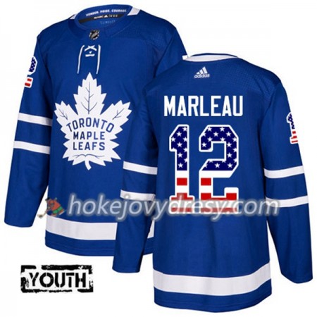 Dětské Hokejový Dres Toronto Maple Leafs Patrick Marleau 12 2017-2018 USA Flag Fashion Modrá Adidas Authentic